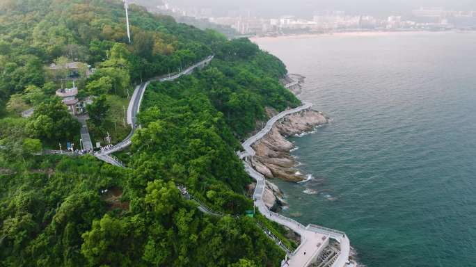 盐田绿道深圳大梅沙海滨栈道5K航拍