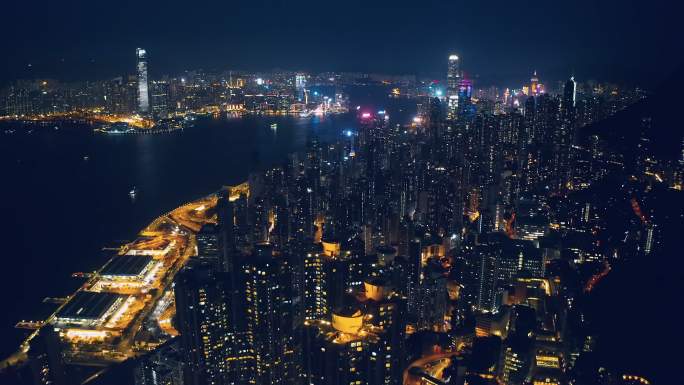 香港城市夜景繁华都市香江东方之珠