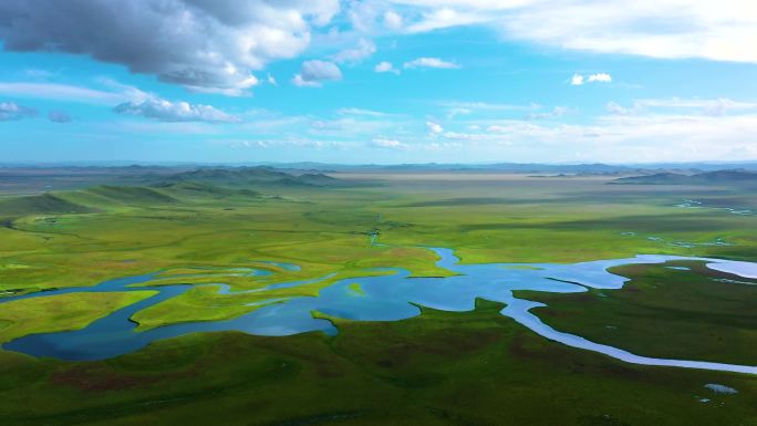 阿坝州草原湿地航拍、航拍延时4K