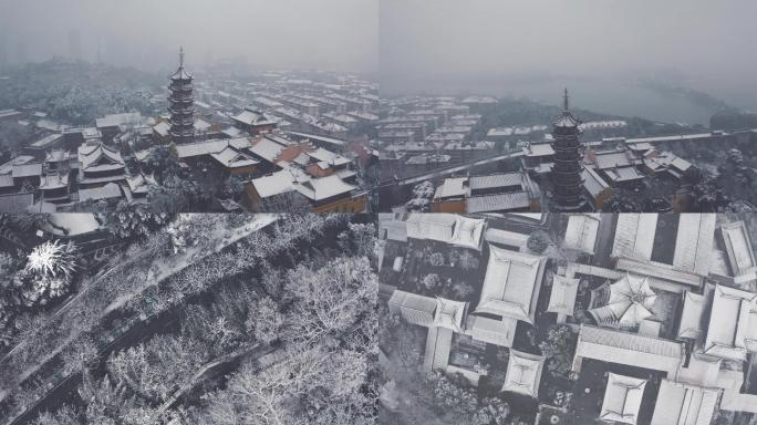 南京古鸡鸣寺明城墙雪景4k