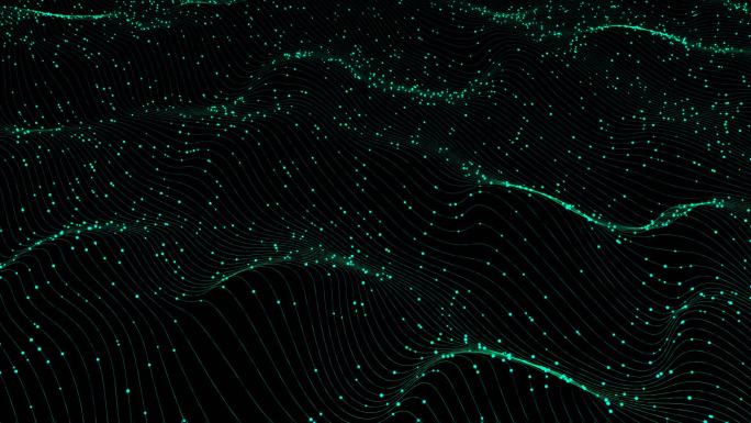 全息投影 绿色线条粒子 抽象波浪透明通道
