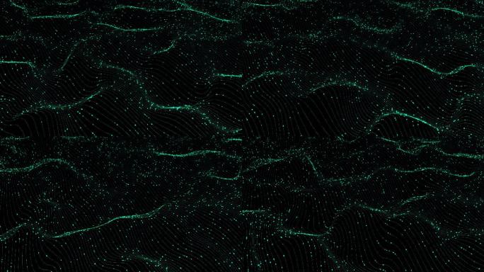 全息投影 绿色线条粒子 抽象波浪透明通道