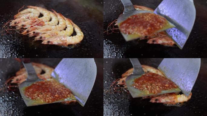 铁板煎黑虎虾、柠檬汁基围虾
