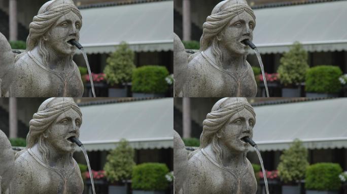 热那亚意大利喷泉金属制成的女人形状的古董喷泉