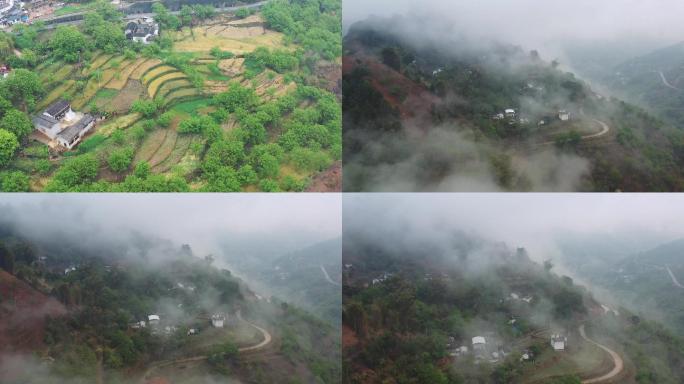 山村晨雾航拍