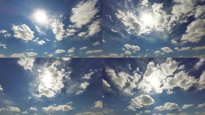 唯美白云蓝天阳光透射4K