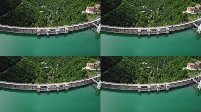 意大利亚平宁山脉大坝上的桥梁鸟瞰图