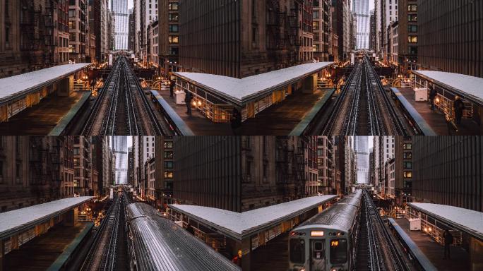 芝加哥环路地铁站T/L高角度视图