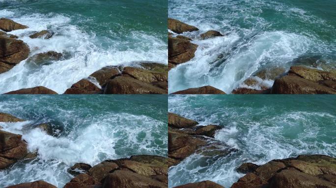 大海海浪波浪浪花浪潮波涛汹涌澎湃海滩礁石