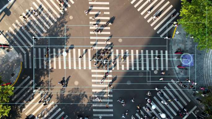 大城市的人行横道，我们周围的科技