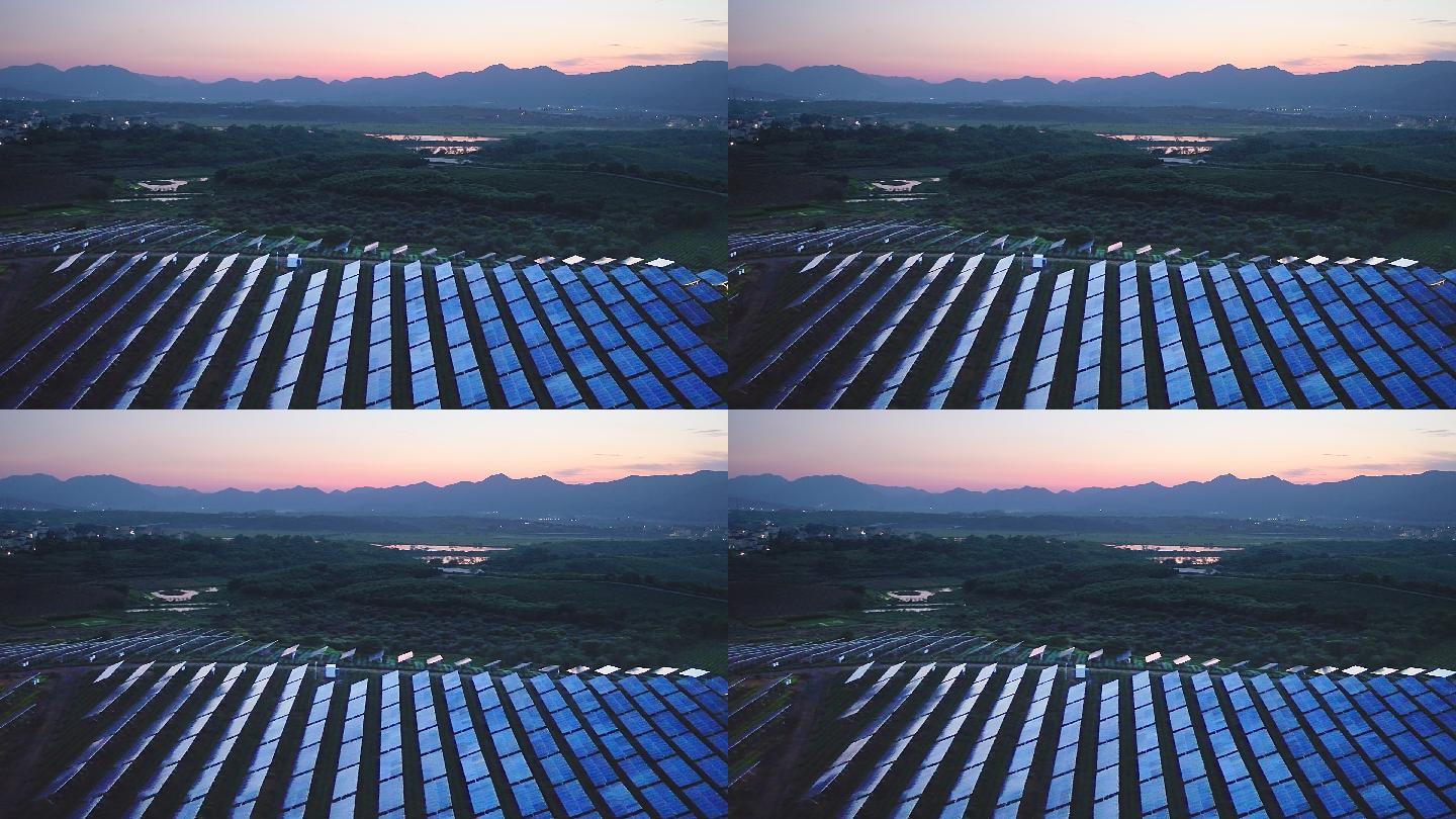 太阳能发电站和太阳能电池板鸟瞰图