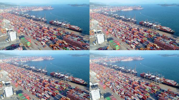 无人机俯瞰深圳盐田港国际集装箱码头的繁忙景象