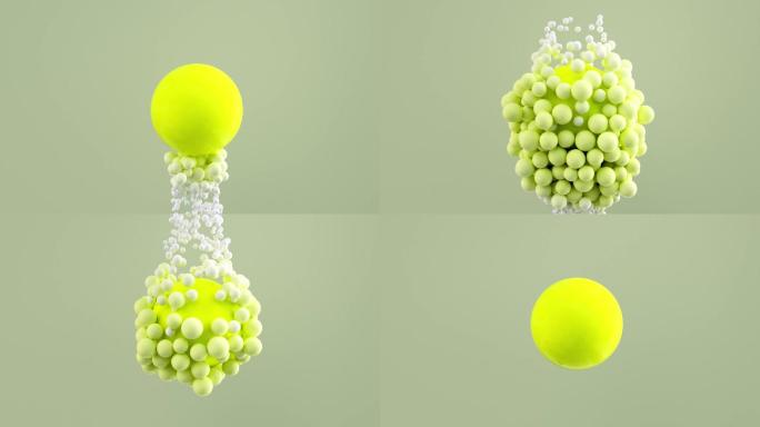 抽象概念气泡水泡围着小球上升创意动态视频
