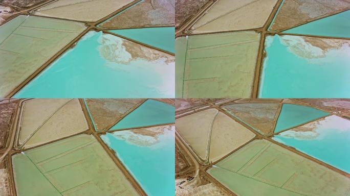 美国内华达州银峰锂矿的空中绿松石色水池