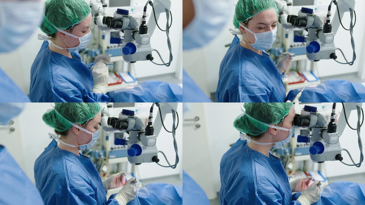 眼科医生在显微镜下进行lasik手术