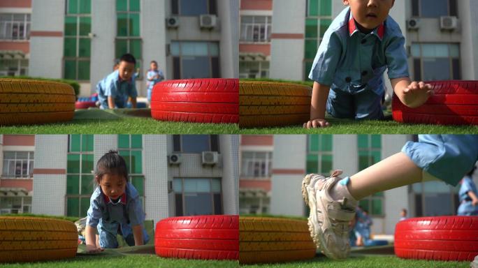 幼儿园红色教育训练-爬行的儿童