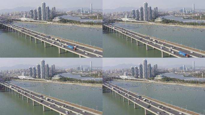 跨海大桥交通流航空摄影