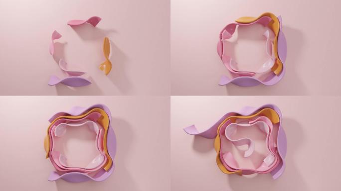 五颜六色的丝带围成一个圈