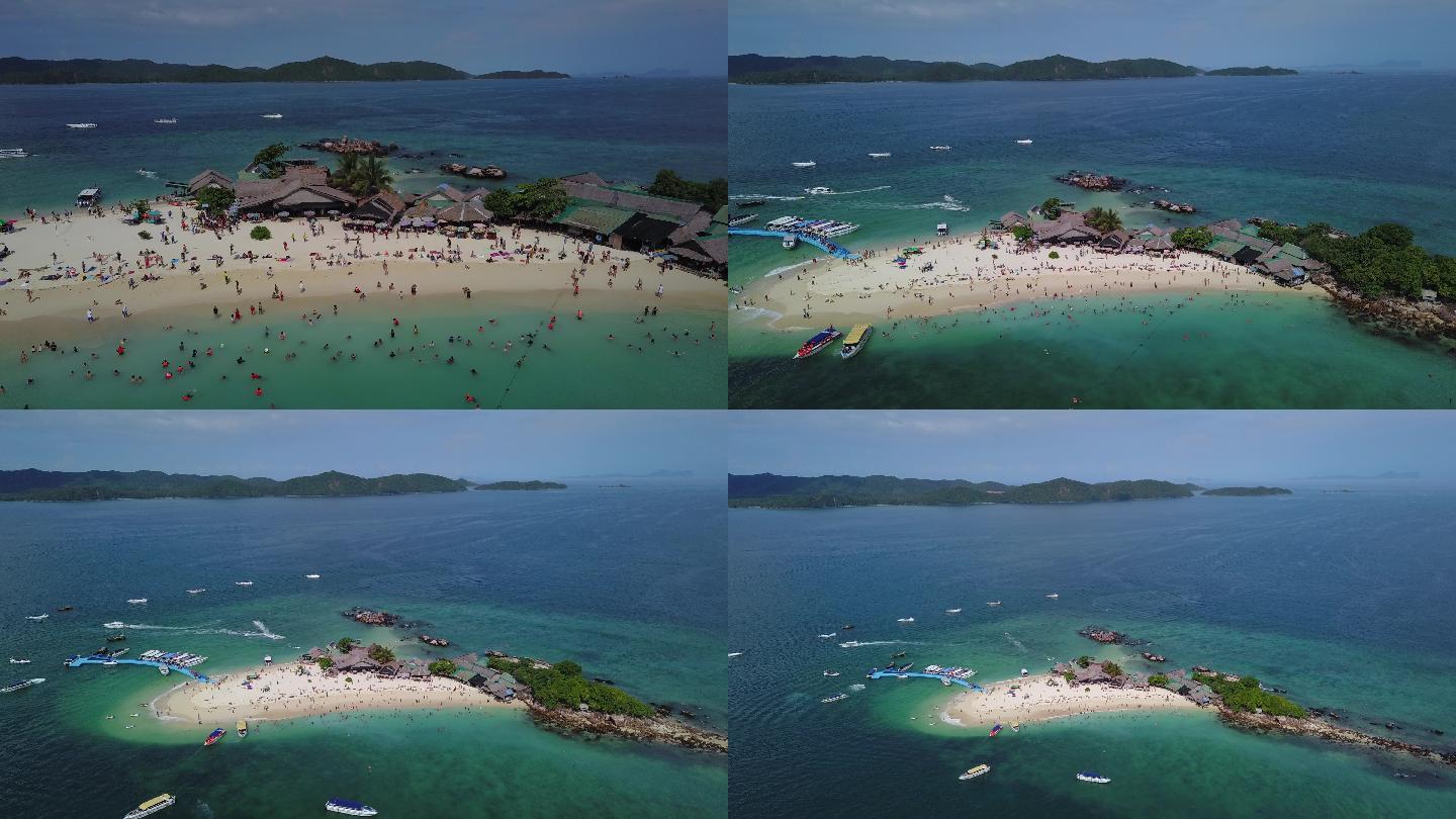 泰国普吉蛋岛海岛航拍风光游船游轮