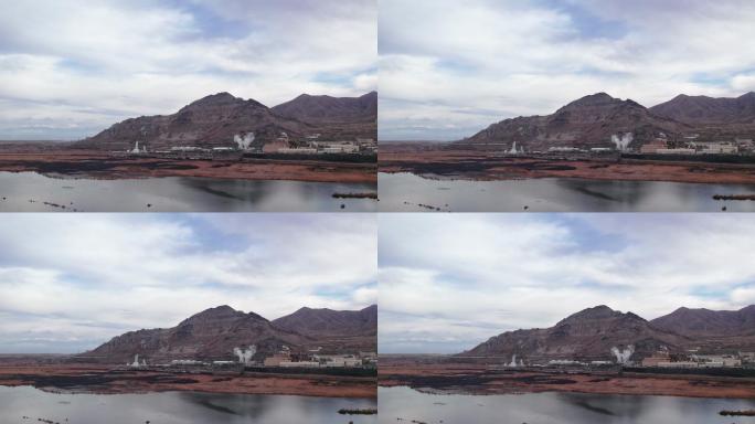 工厂和大盐湖的无人机视图