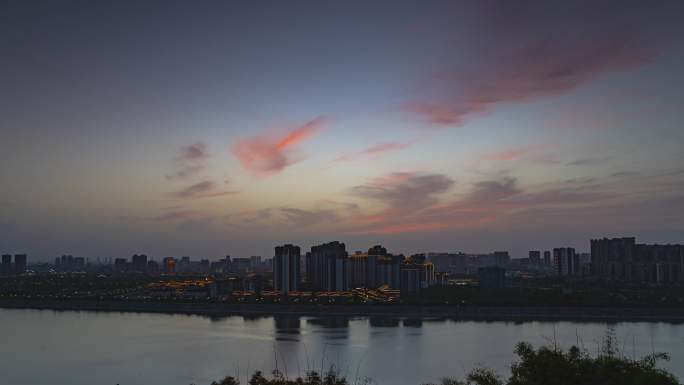 四川省眉山市东坡城区夕阳延时视频