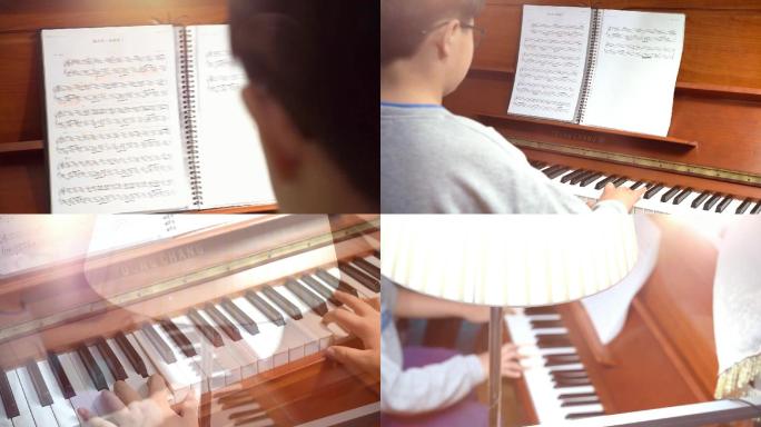 儿童少年 钢琴演奏 弹琴 特写 琴键 手