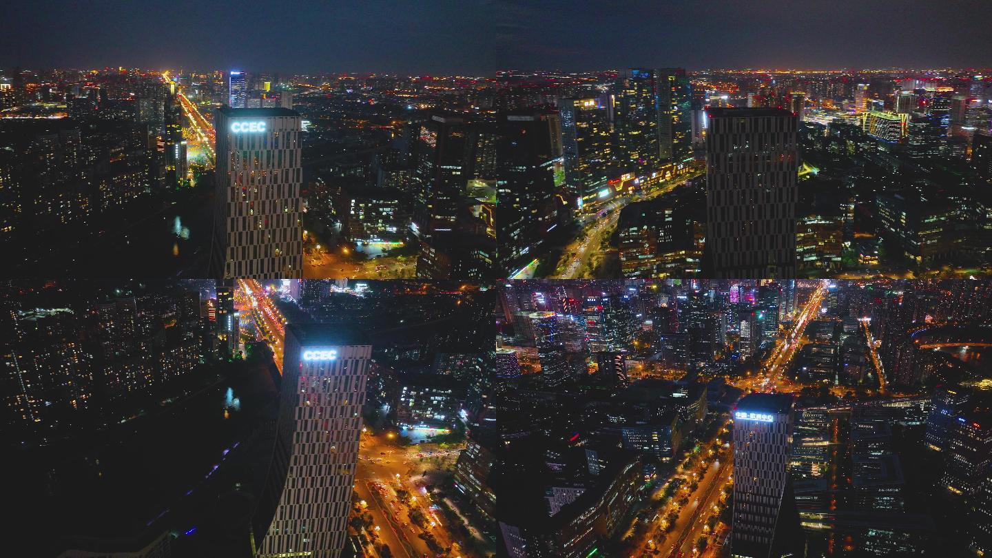 成都高新大源欧洲中心夜景航拍视频4K御三