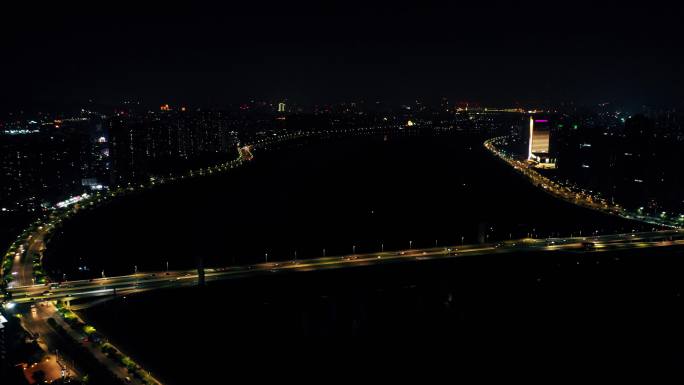 泉州夜景延时江滨城市夜晚晋江江边