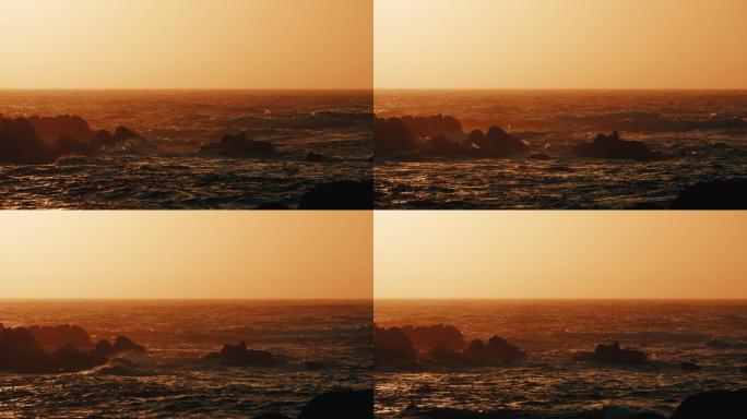 海上的日落海边冲击