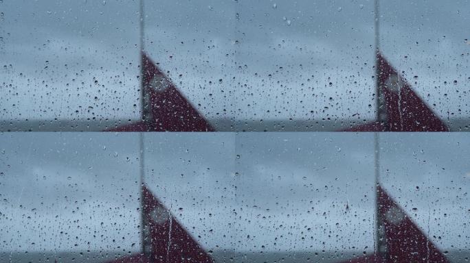 下雨 空镜 玻璃上的雨水 雨天空镜