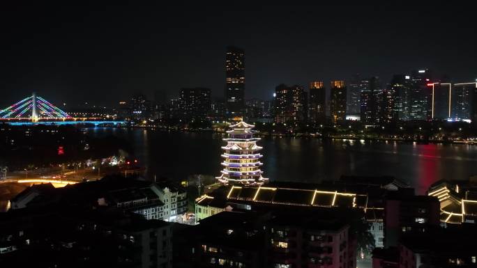 惠州合江楼夜景航拍