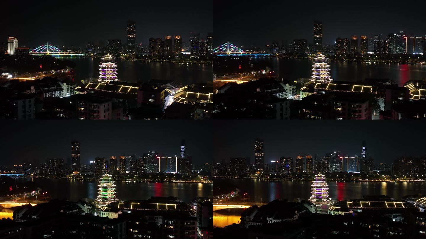 惠州合江楼夜景航拍