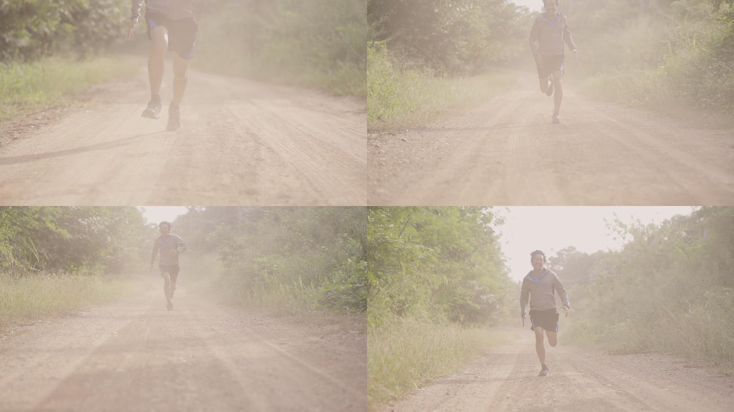 跑步者在尘土中奔跑。这对呼吸不好