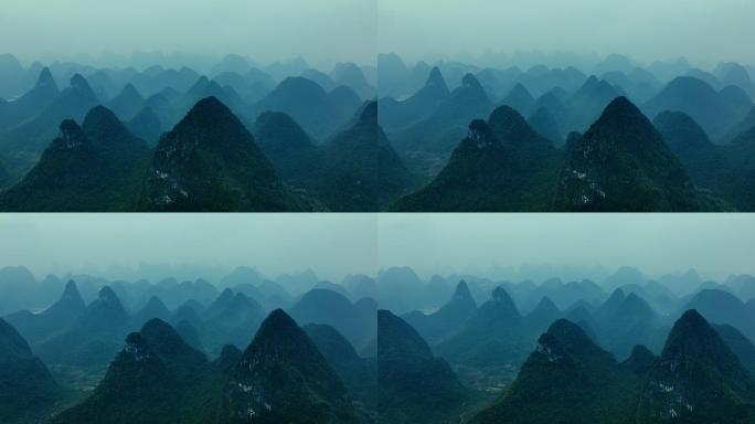 中国桂林山鸟瞰图层峦叠翠崇山峻岭