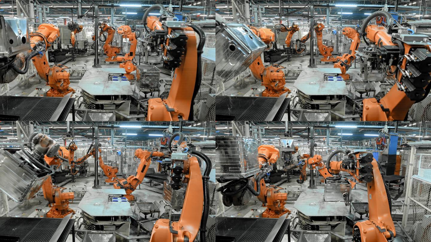 工厂中运行的延时工业机器人