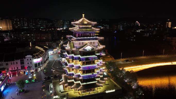 惠州合江楼夜景航拍
