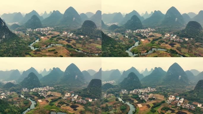 空中乡村空中风景，桂林，中国