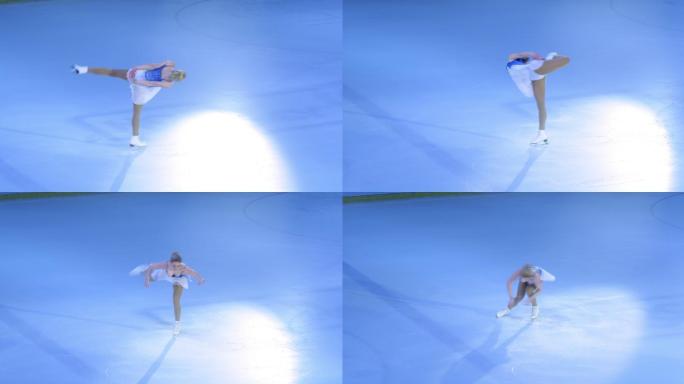 女子花样滑冰运动员做旋转动作