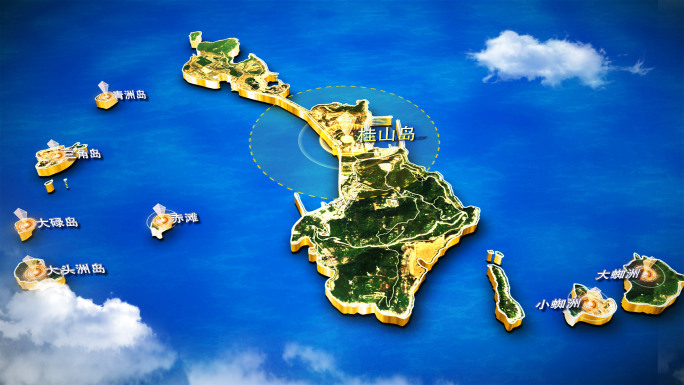 【无插件】真实桂山岛海面地图AE模板