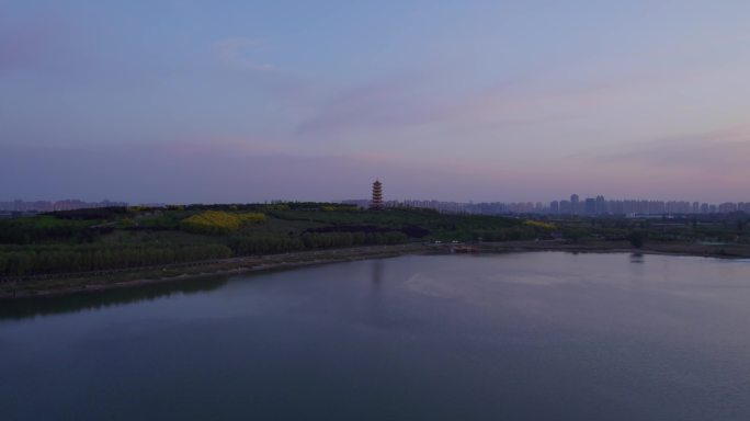 滹沱河夕阳下拥河发展