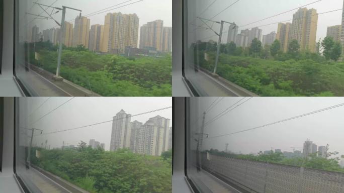 高铁 城市 绿植 车窗 旅行 窗外风景