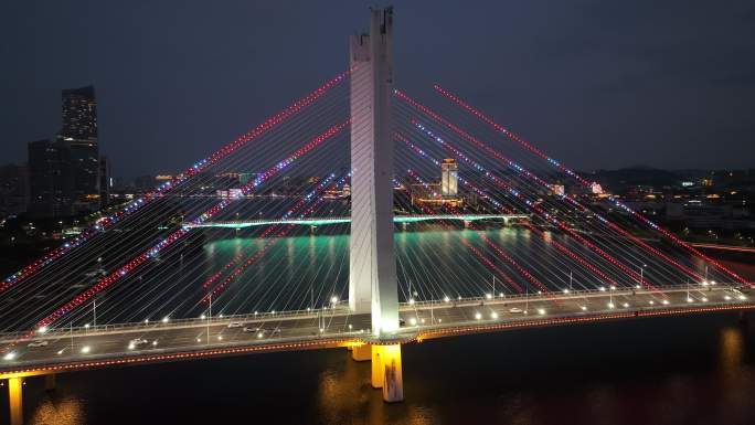 合生大桥夜景航拍4k