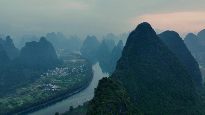 桂林山水鸟瞰图桂林风景