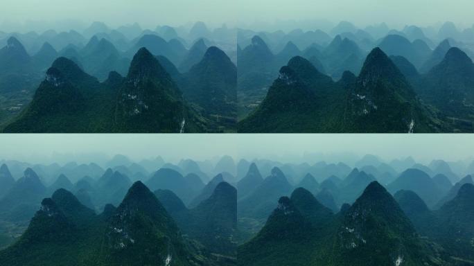 中国桂林山鸟瞰图场景-自然山脉旅游