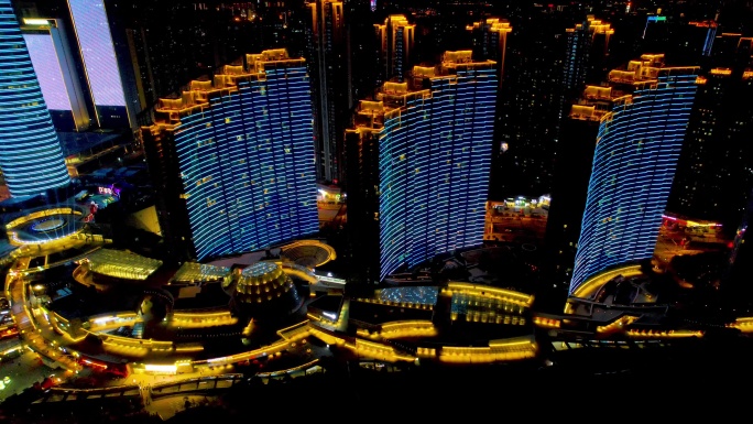 长沙北辰三角洲洲际酒店大悦城4K夜景航拍