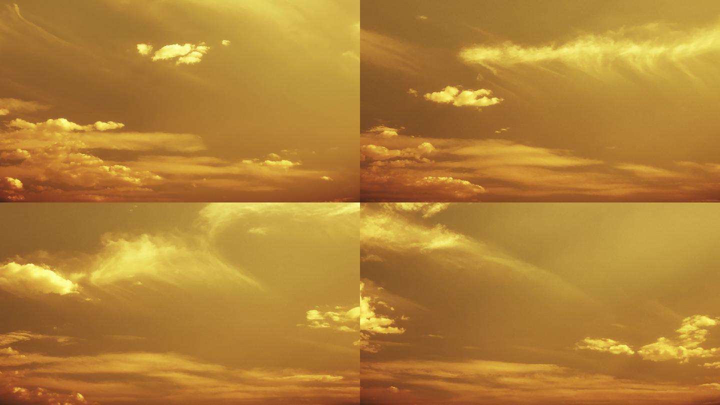 【HD天空】金色云朵云絮薄云飘散温暖氛围