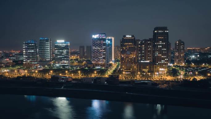 泉州晋江滨江商务区CBD，希尔顿酒店夜景