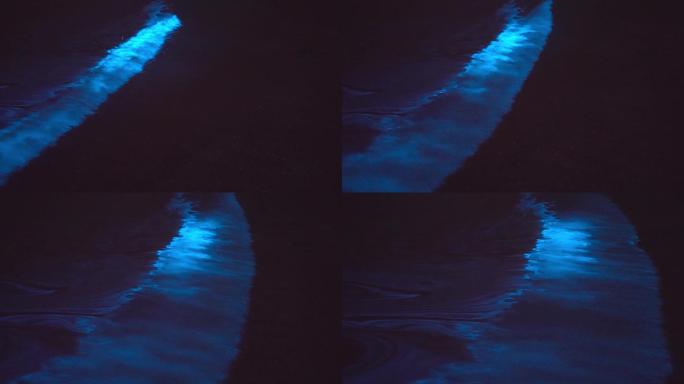 【4K正版】蓝眼泪海浪冲刷海滩视频素材