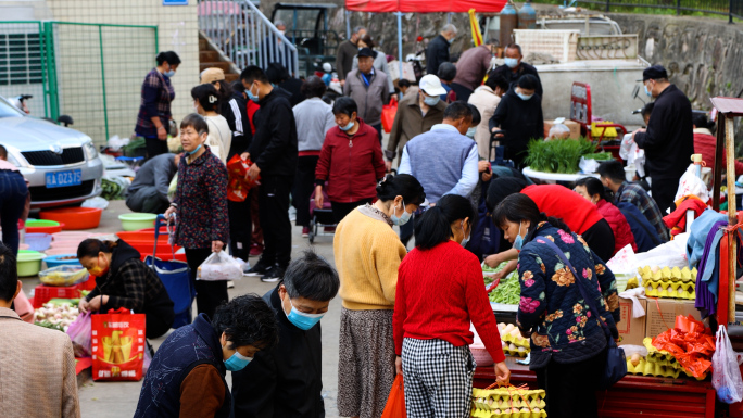 基层人民生活早市菜市场路边摊 占道经营