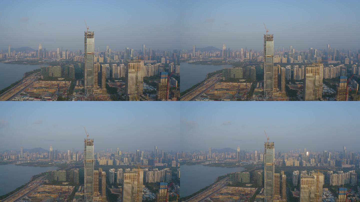 深圳湾超级总部瑧湾汇日出4K航拍视频